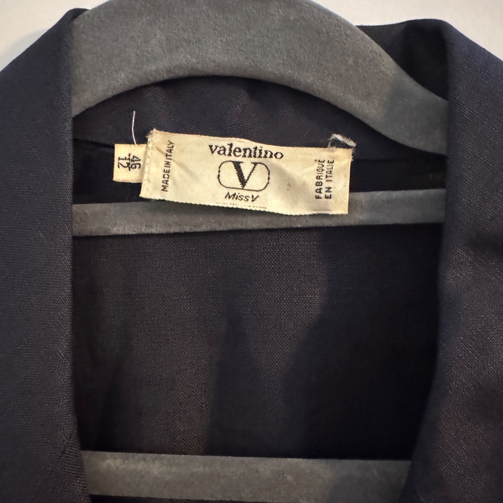 Vintage Valentino "Miss V" Navy and White Collared Dress- Vintage Size 12 - Picture 2 of 12